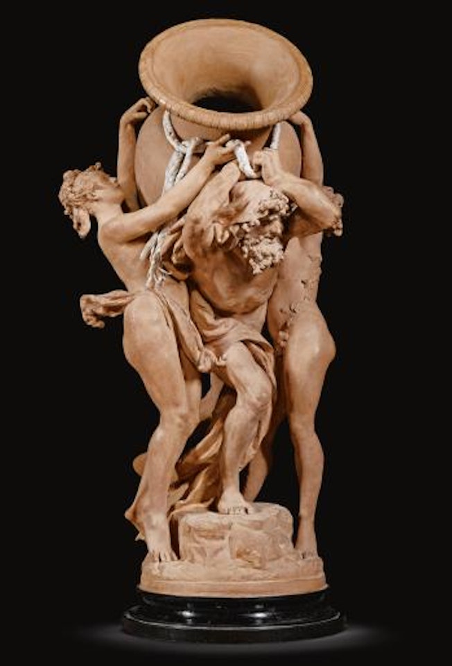 Deux Bacchantes Et Un Hercule Portent Un Vase (Two Bacchantes And Hercules Supporting An Amphora) by Albert-Ernest Carrier-Belleuse