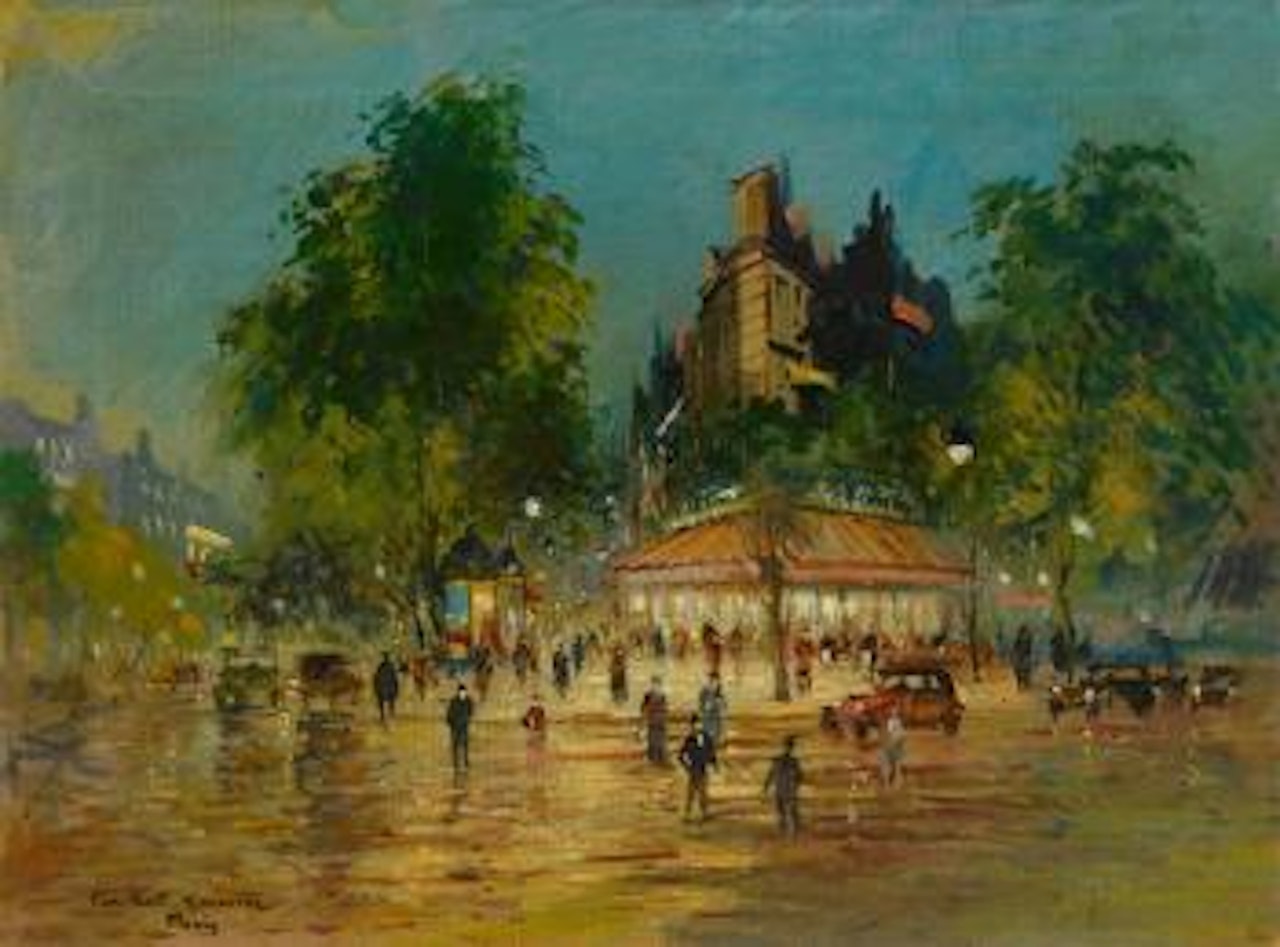 Parisian Street at night by Konstantin Alekseevich Korovin