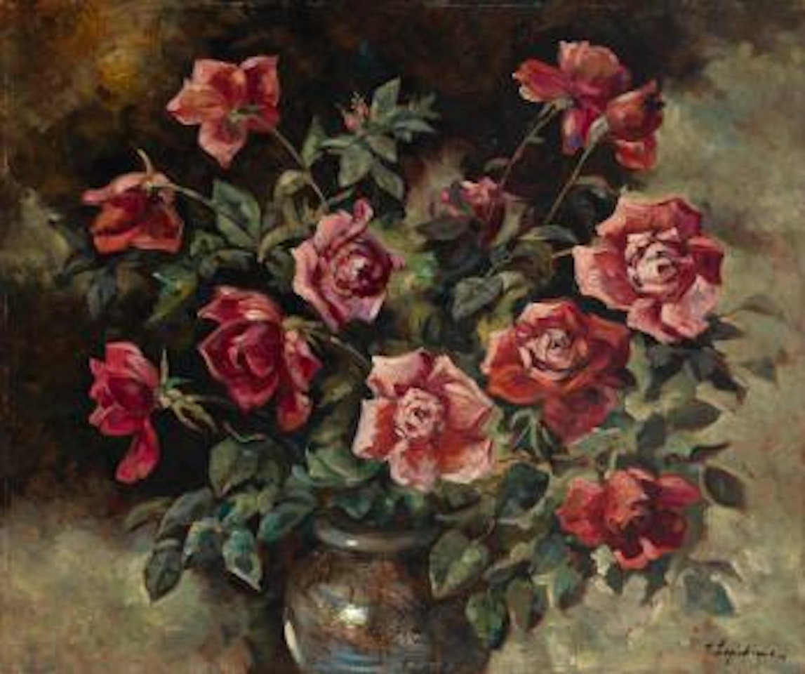 Roses in a vase by Georgij Aleksandrovic Lapschin