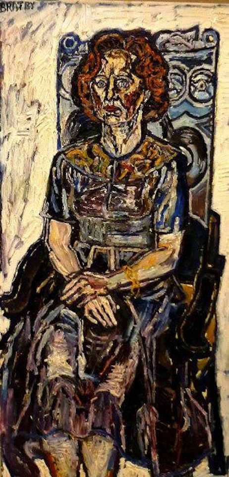 Portrait of Eileen Joyce seated full-length by John Bratby