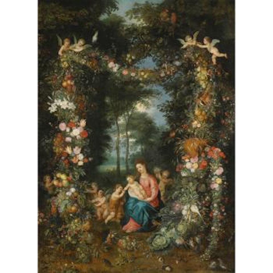 The Virgin And Child With The Infant St. John The Baptist, Surrounded By Garlands And Swags Of Fruit And Flowers by Jan Brueghel the Younger