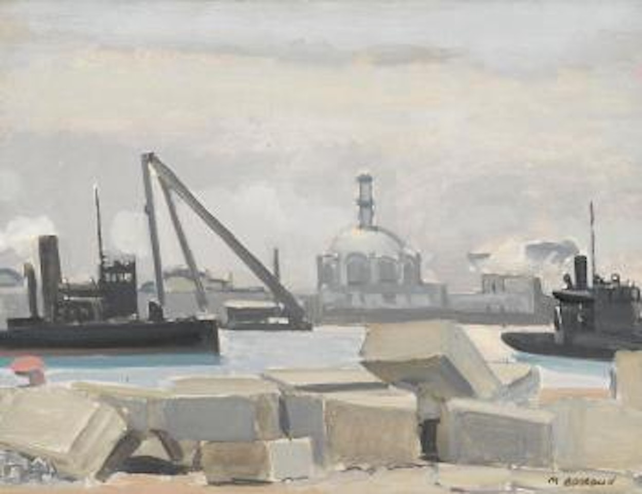 Hafenpartie mit Dampfschiffen by Maurice Barraud