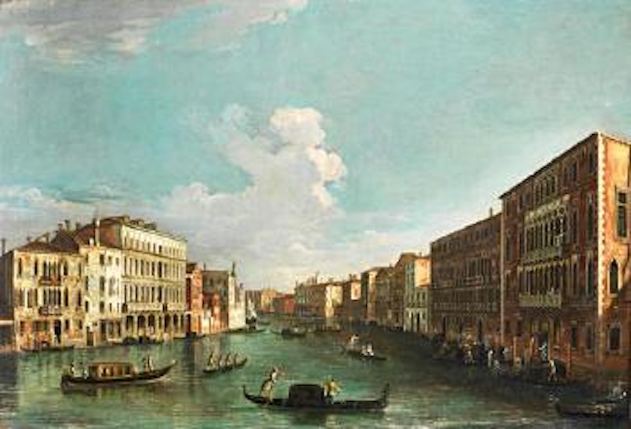 The Grand Canal, Venice, looking towards the Punta della Dogana; and the Grand Canal with the Ca' Foscari and the Palazzo Giustinian by Apollonio Domenichini