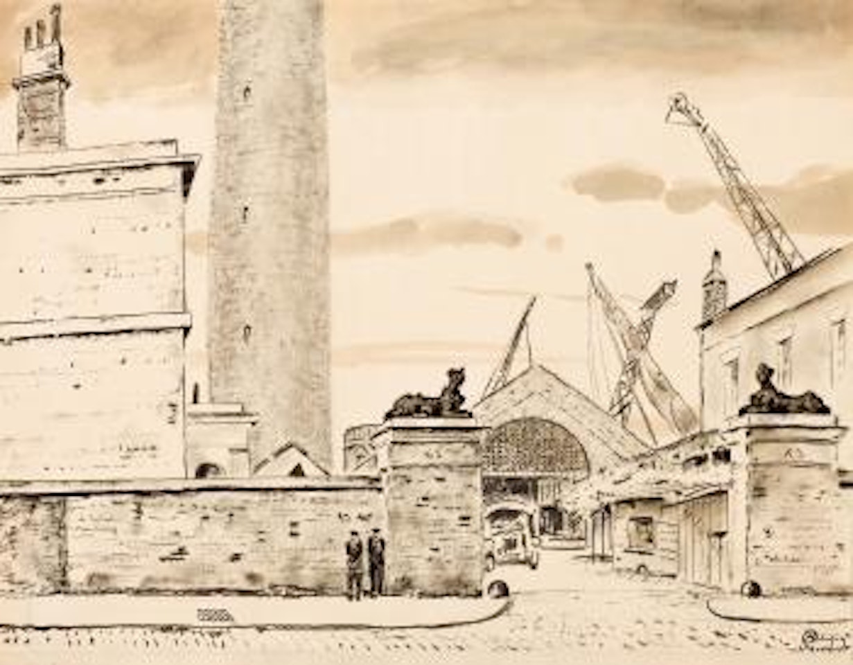 Shot tower and lead works, No 63 Belvedere Road, London by Mstislav Valerianovich Dobuzhinsky