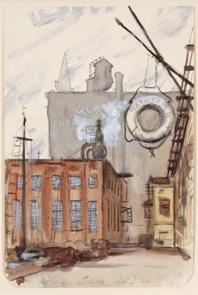 Long Wharf in Boston by Mstislav Valerianovich Dobuzhinsky