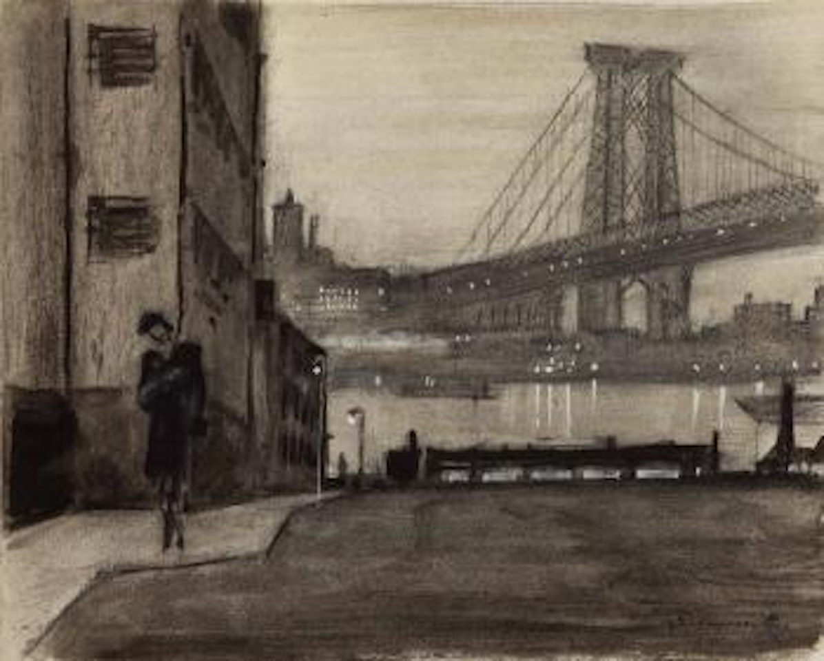New York, by the river by Mstislav Valerianovich Dobuzhinsky