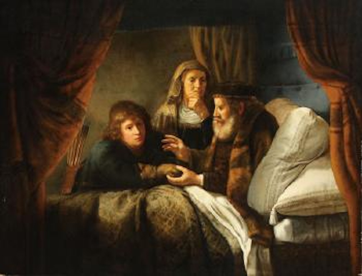 Isaac blessing Jacob by Attributed to Rembrandt Harmensz van Rijn