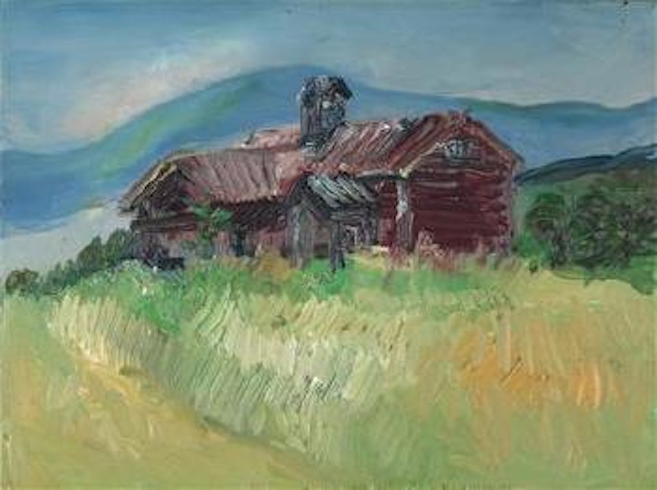 Old red barn by Rainer Fetting