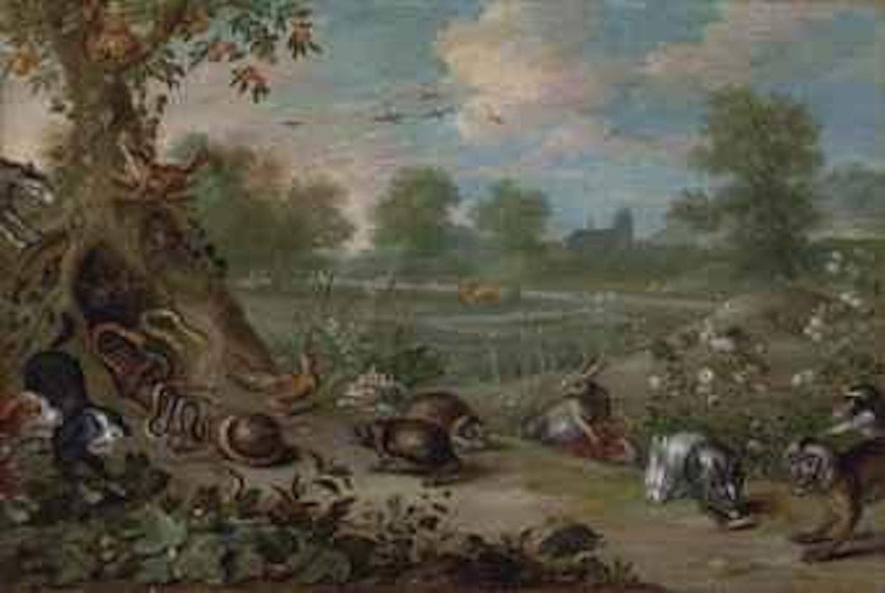 A scene from Aesop's Fables: The Porcupine and the Snakes by Jan Van Kessel The Elder