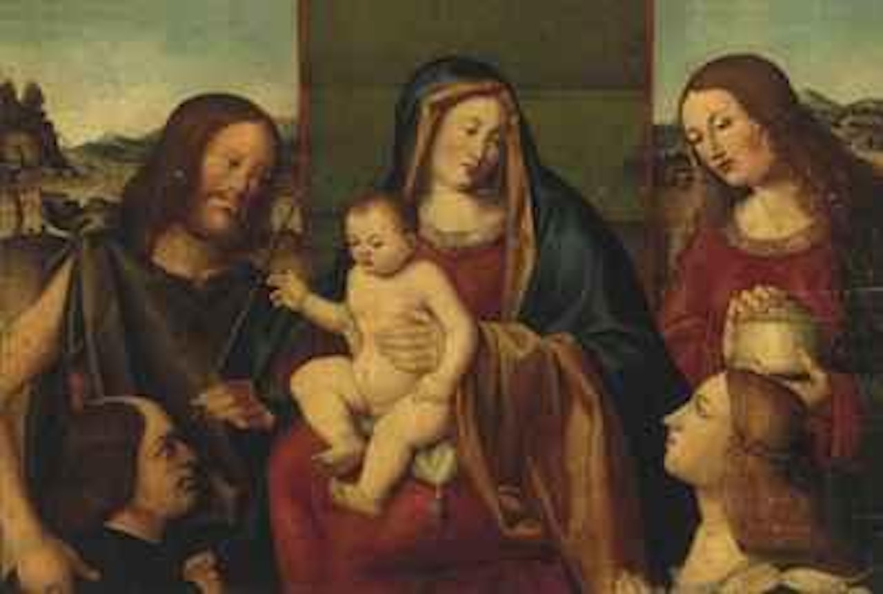 The Holy Family with Saints John the Baptist and Mary Magdalene, with two donors by Giovanni Bellini