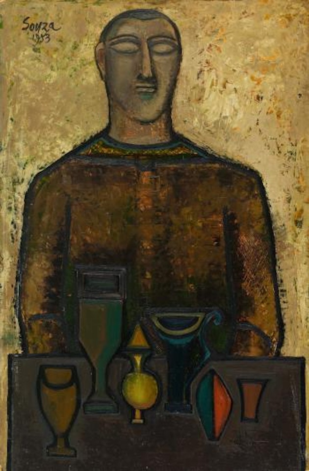 Man with still life by Francis Newton Souza