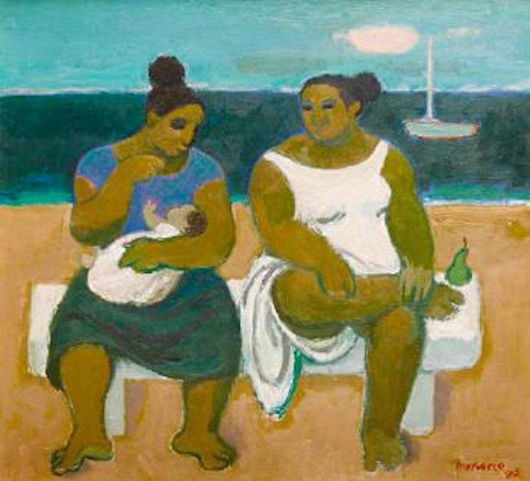 Two Women by the Sea by Alberto Morrocco