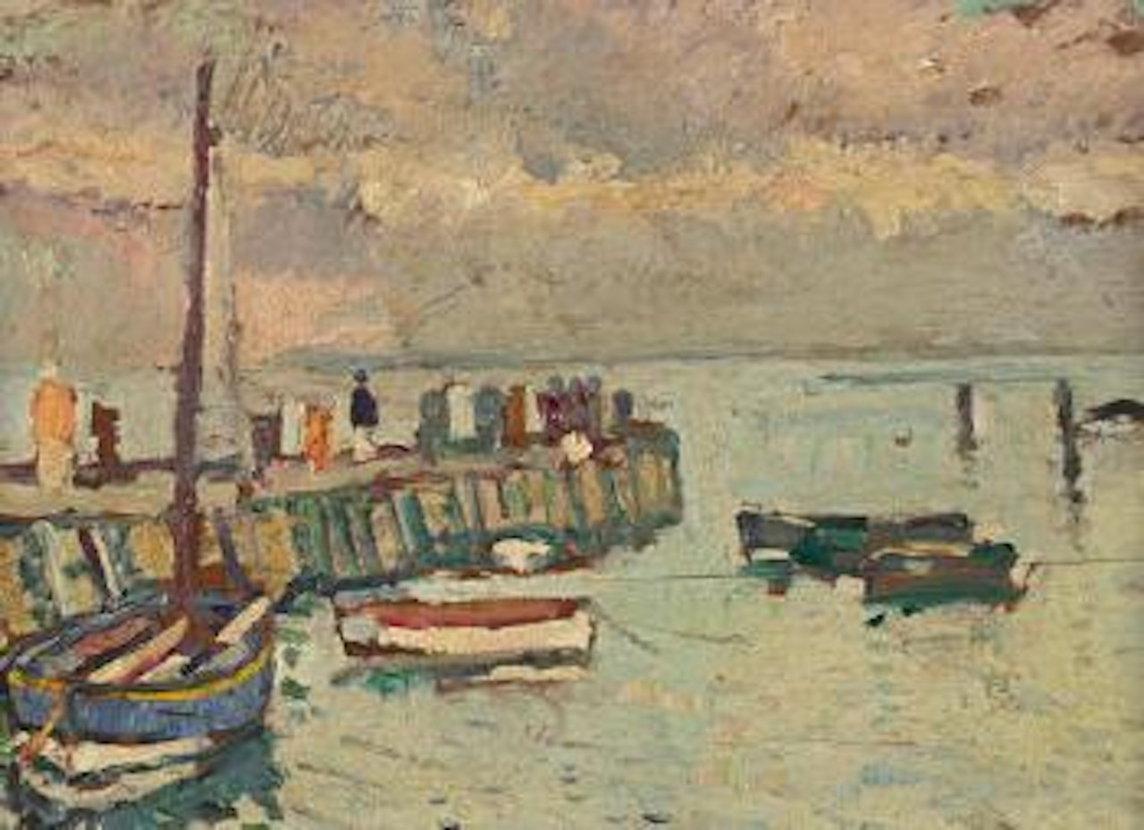 Largo harbour by George Leslie Hunter