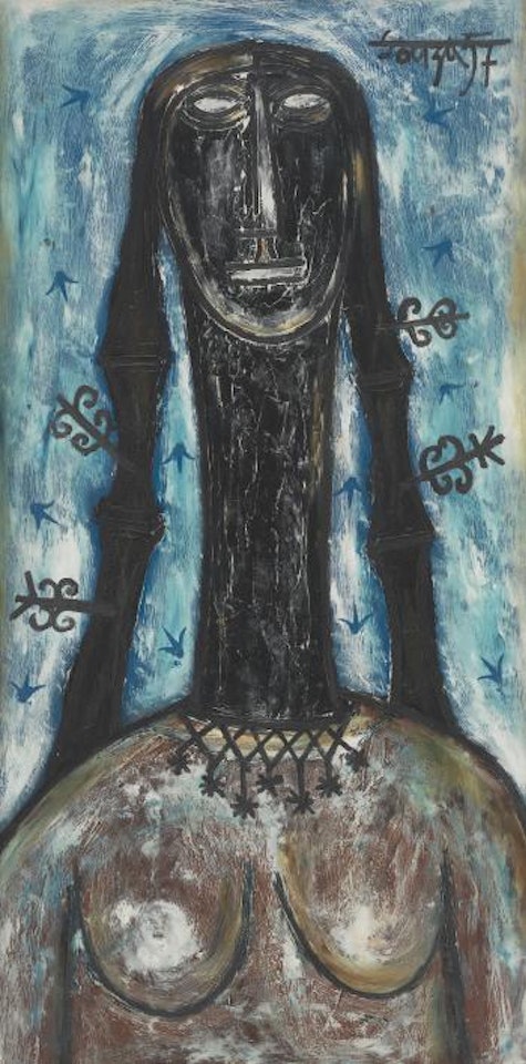 Negress with braids by Francis Newton Souza
