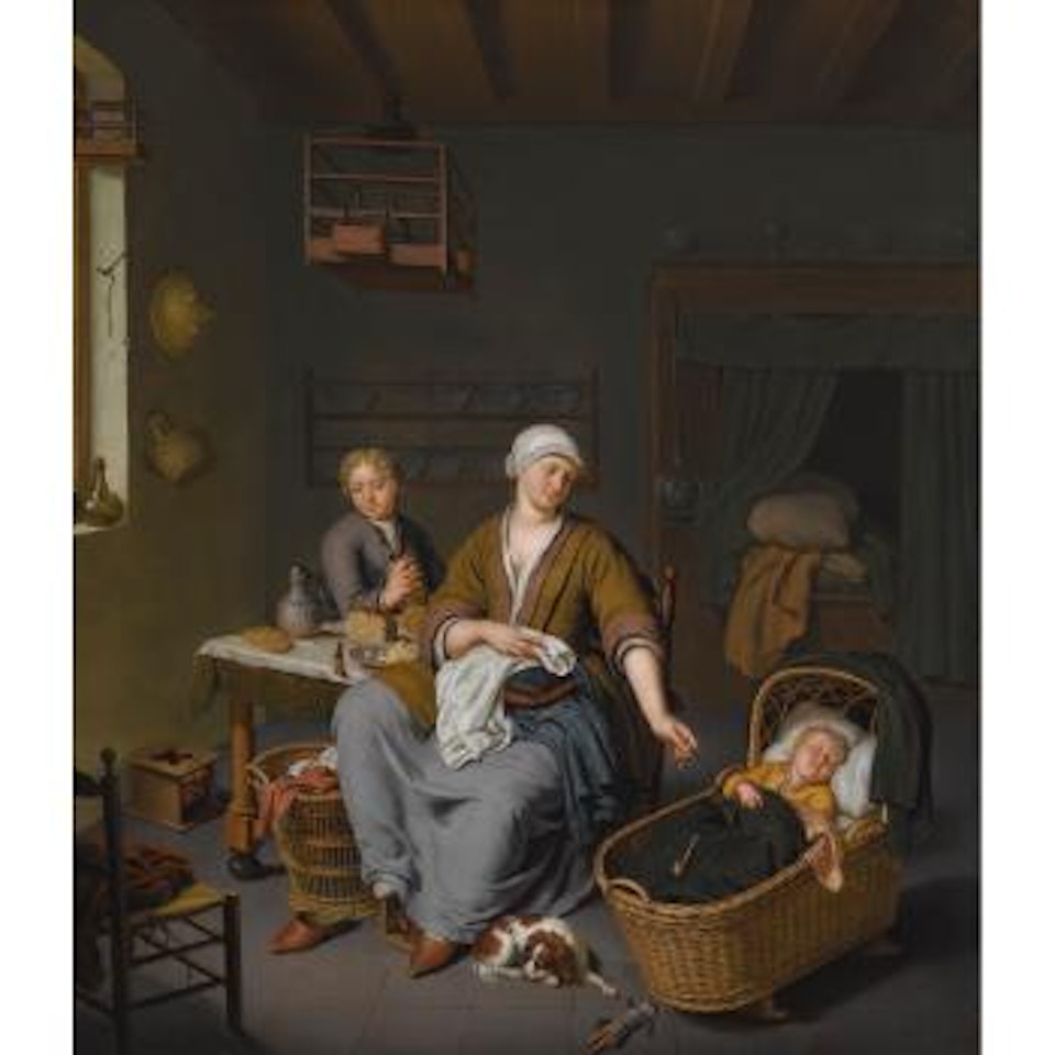 A Young Mother Tending To Her Two Children In a Domestic Interior by Willem van Mieris
