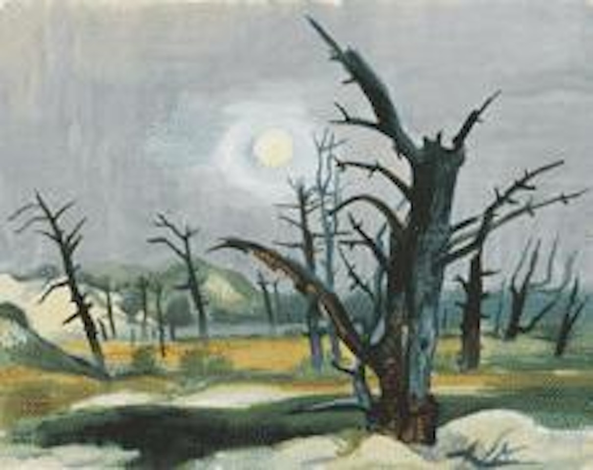 Mondaufgang in den Dünen der kurischen Nehrung (Toter Wald) by Max Pechstein
