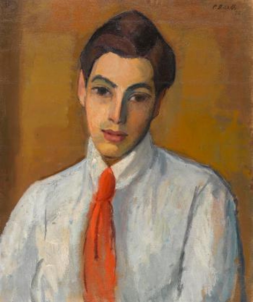 Porträt eines jungen Mannes mir roter Krawatte by Paul Basilius Barth