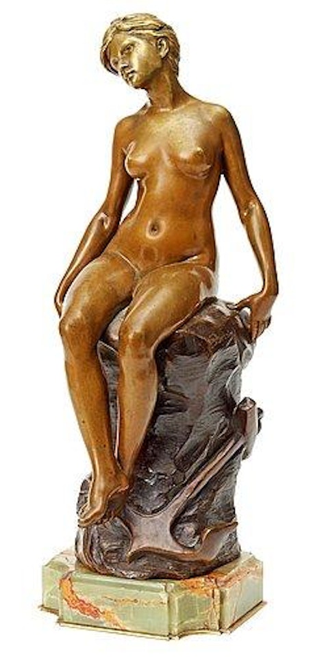 Nude on cliff with anchor by Louis-Ernest Barrias