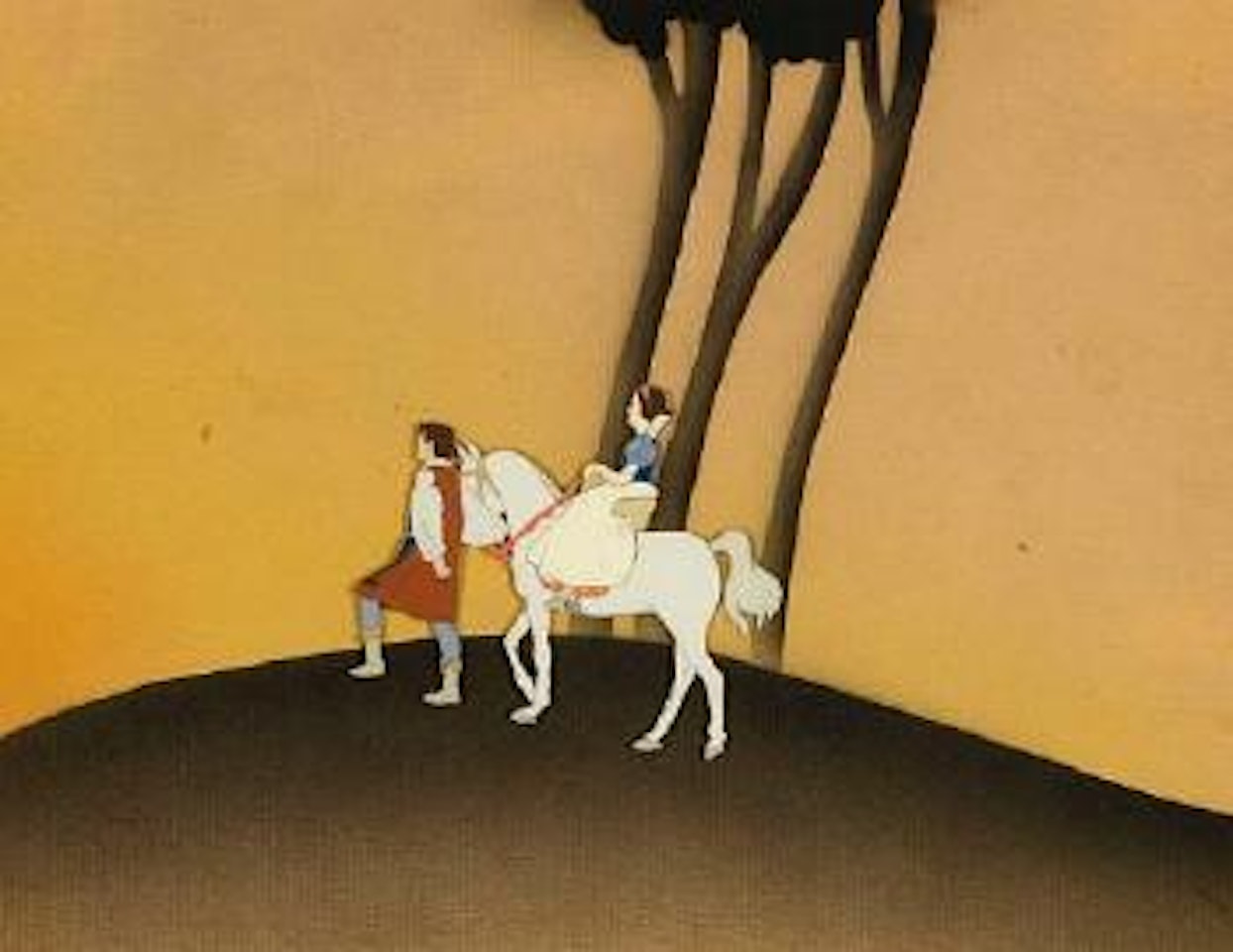 Snow White on a horse being lead by the Prince by Walt Disney Studios
