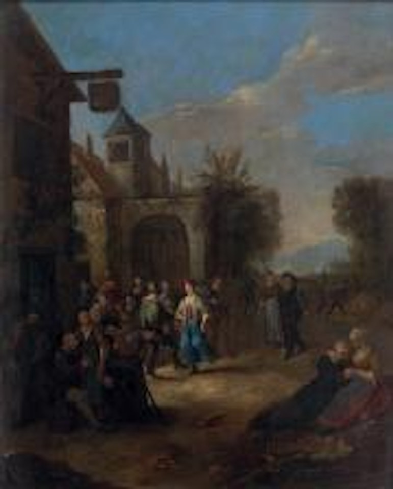 Réjouissances paysannes à l'extérieur de l'auberge by Egbert van Heemskerk III