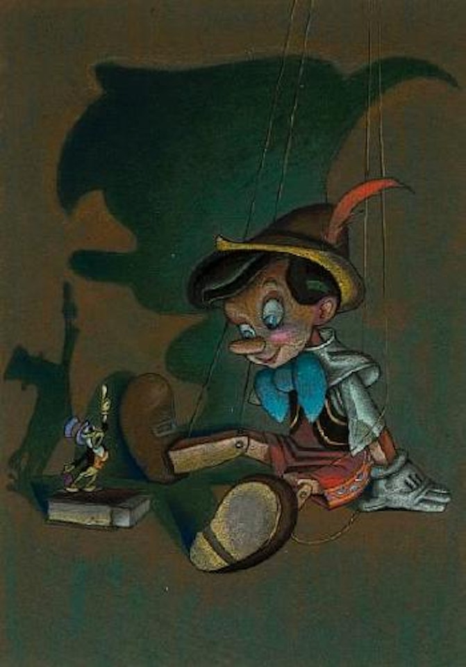 Jiminy Cricket giving his worldly advice to Pinocchio by Walt Disney Studios
