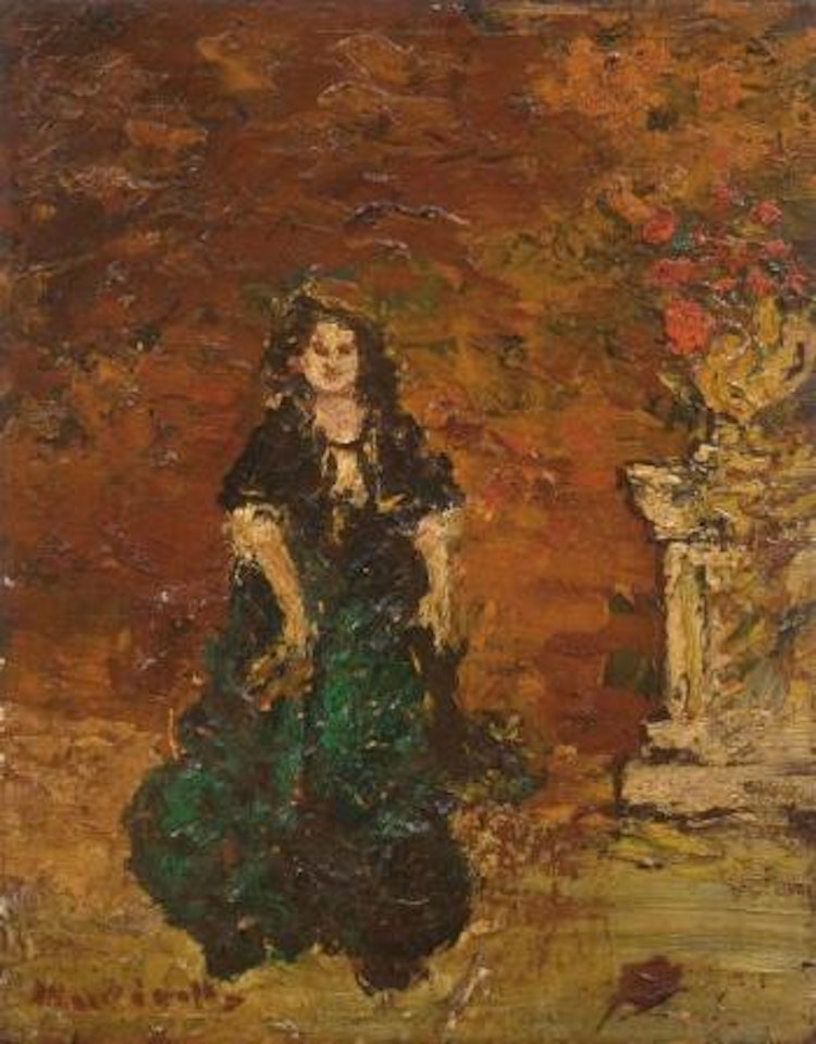 Portrait de femme au jardin by Adolphe Monticelli