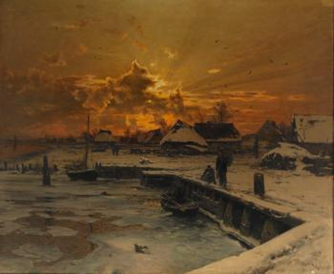 Fiskeby i vinterskrud by Walter Moras