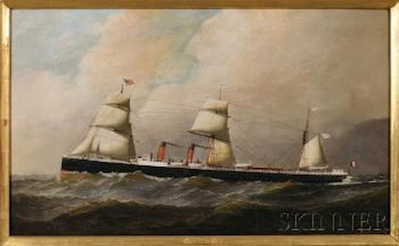 Portrait of the French screw-steamer France by Antonio Jacobsen