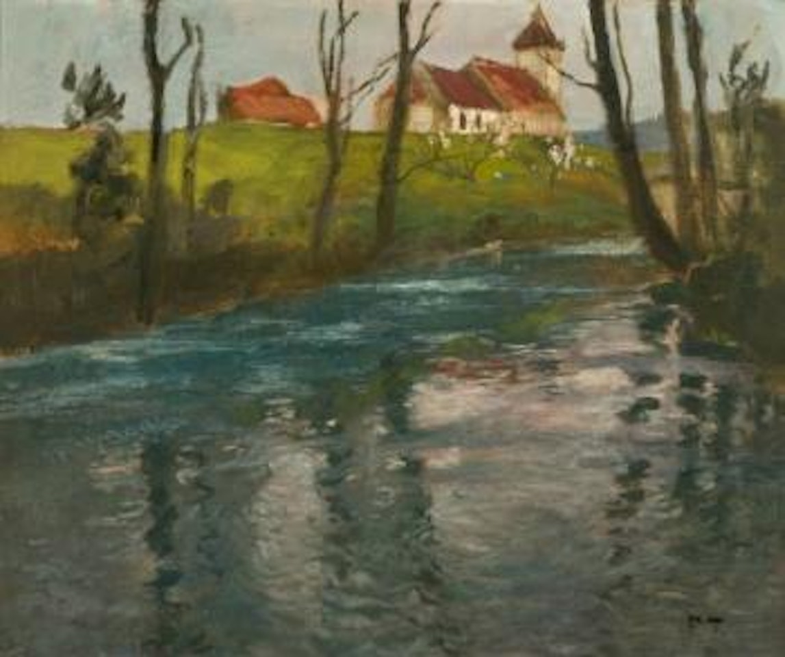 Kirke ved elven by Fritz Thaulow