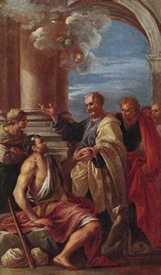 Saint Peter curing a lame man. The liberation of Saint Peter by Giovanni Ghisolfi