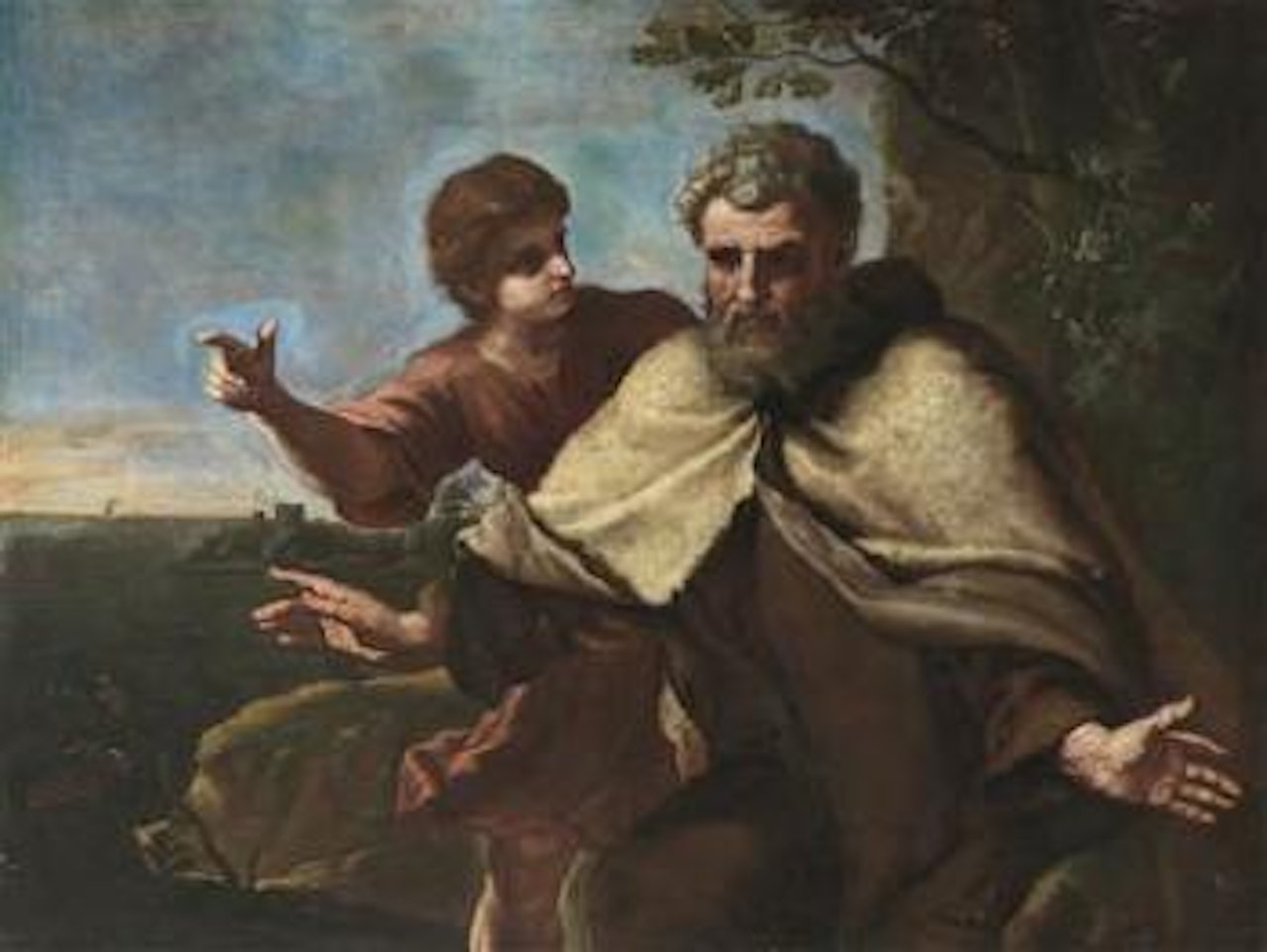 The angel ordering Saint Joseph to escape to Egypt by Roman School
