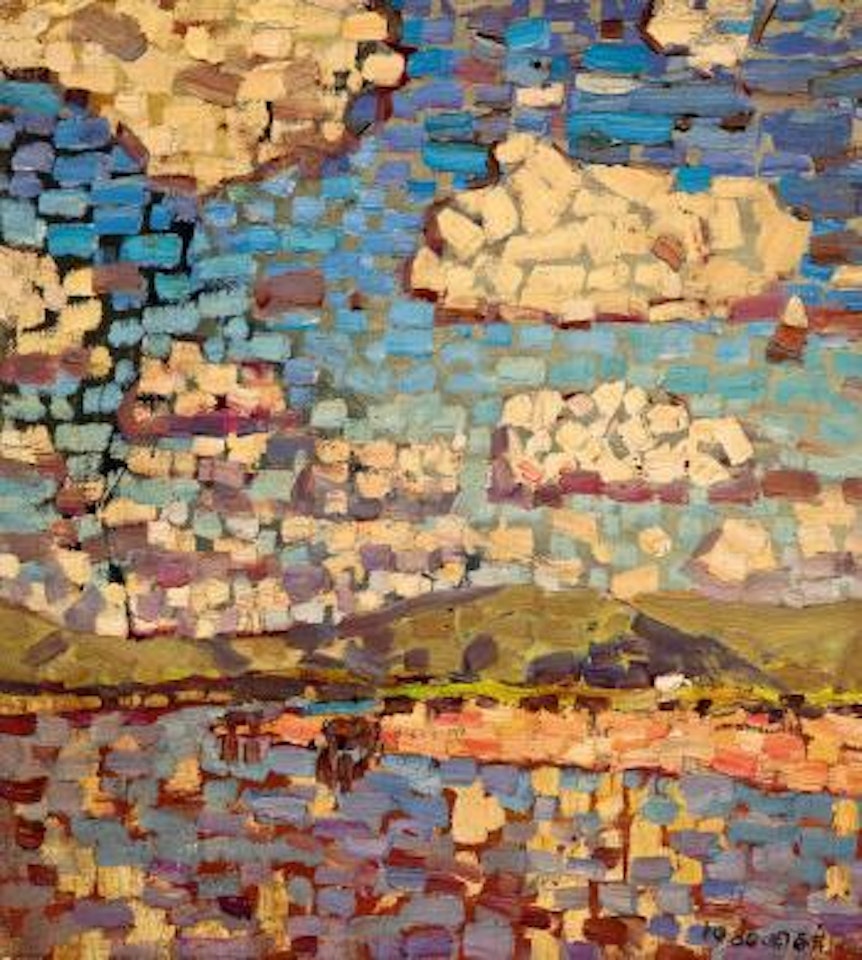 Pointillist landscape by Zhou Chunya