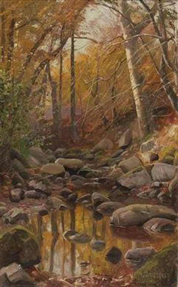 Waldbach im Herbst by Peder Mork Monsted
