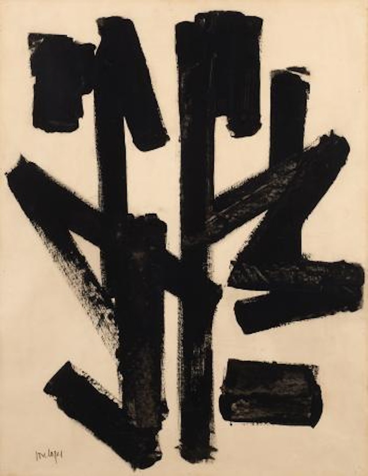 Peinture sur papaier 1950-13 by Pierre Soulages
