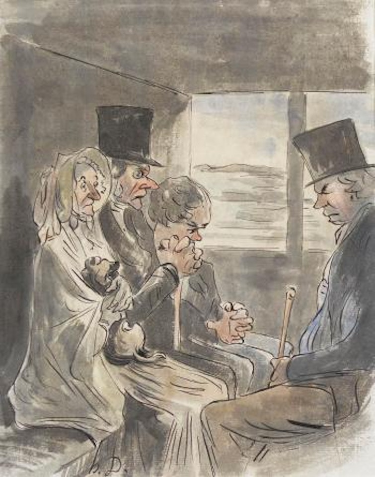 Reisende im Zugabteil by Honoré Daumier