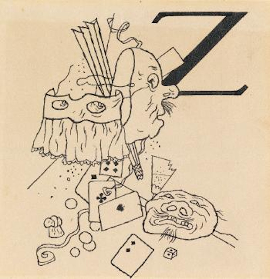 Vignette zu Daudet 'Die Abenteuer des Herrn Tartarin von Tarascon' by George Grosz