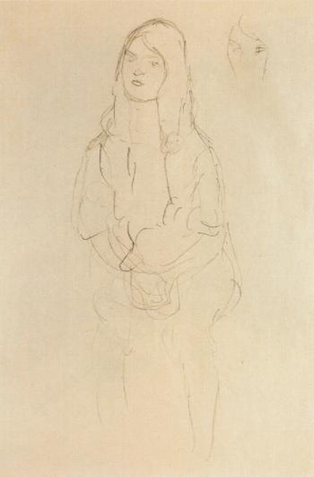 Sitzendes Mädchen nach links, Kopfwiederholung by Gustav Klimt