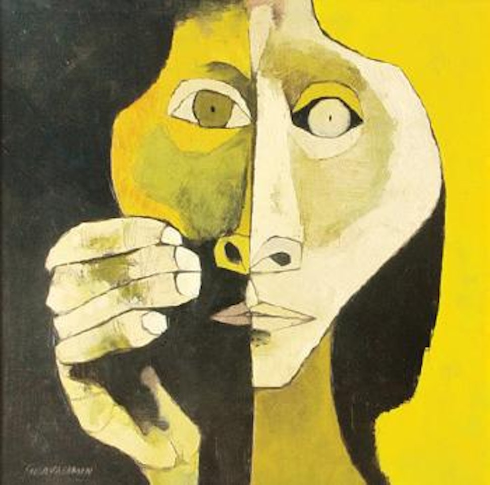 Cabeza y mano by Oswaldo Guayasamin