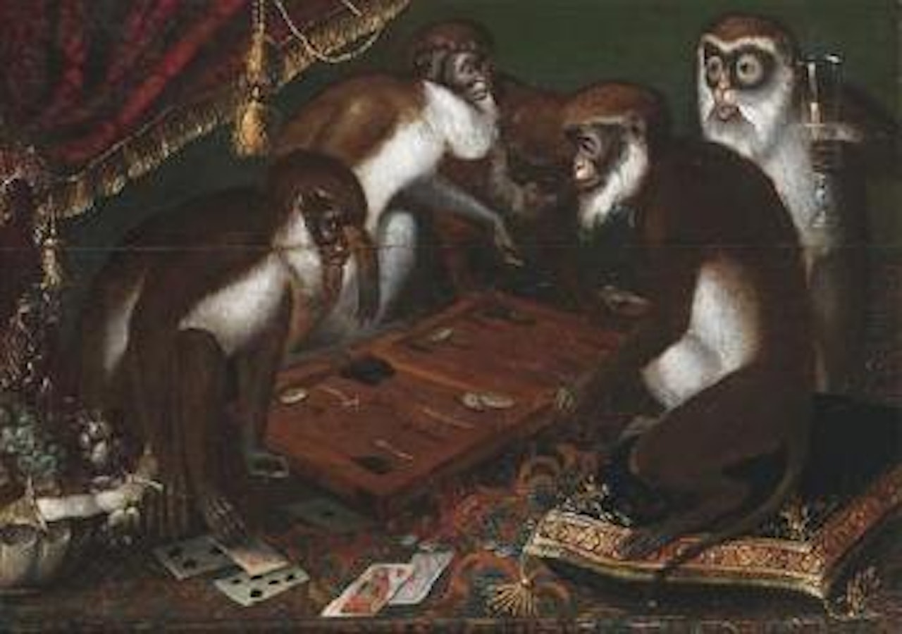 A party of frolicking monkeys by French School