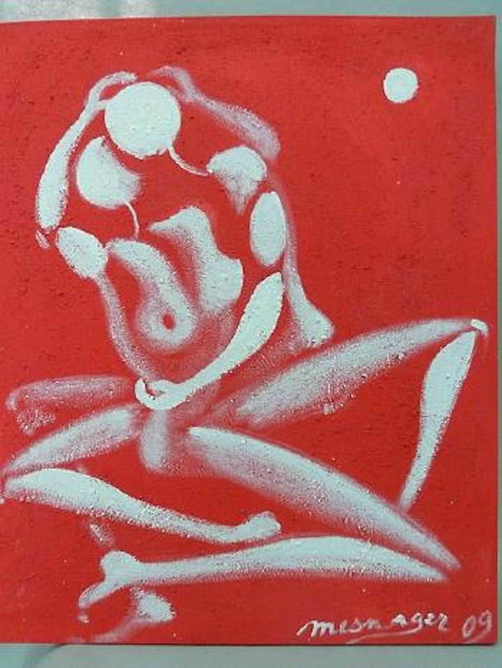 Couple sur fond rouge by Jérôme Mesnager