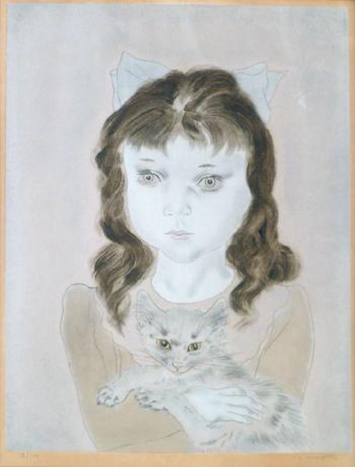 Fillette au chat by Leonard Tsuguharu Foujita