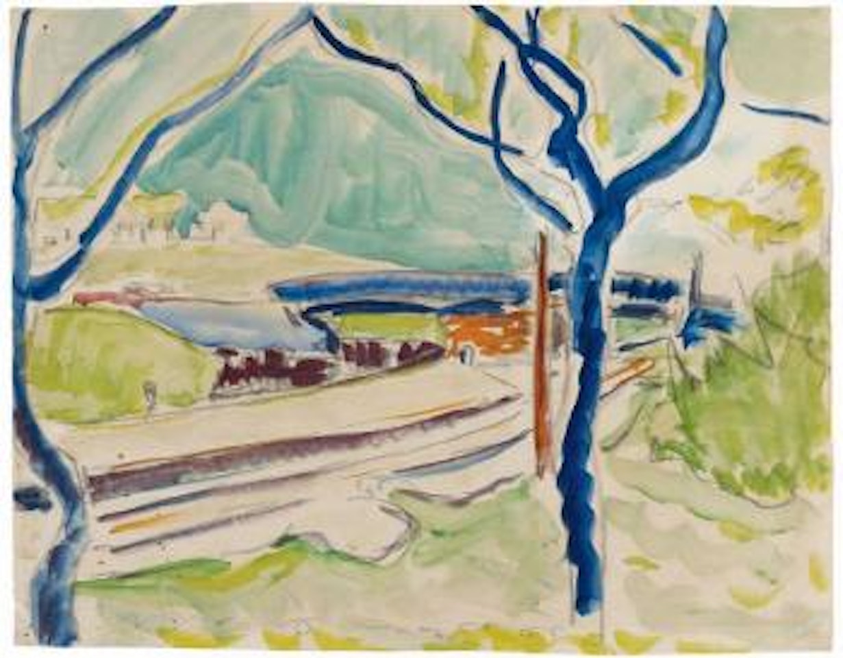 Landschaft mit See im Hintergrund by Ernst Ludwig Kirchner