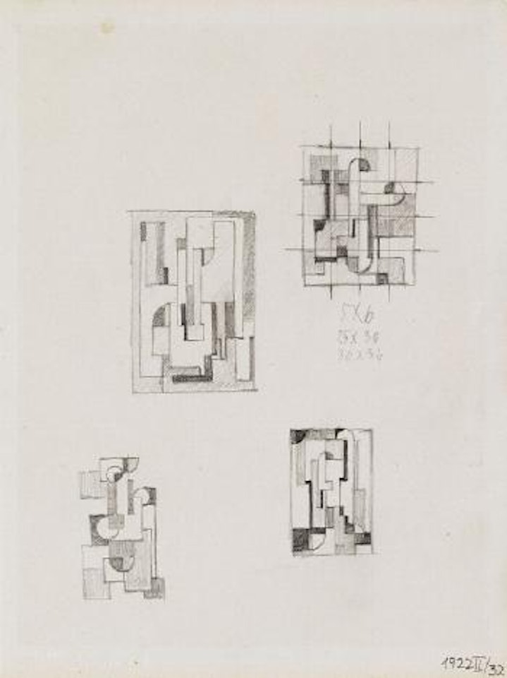 Studienblatt zu Hinterglasbild 22 XIV by Walter Dexel