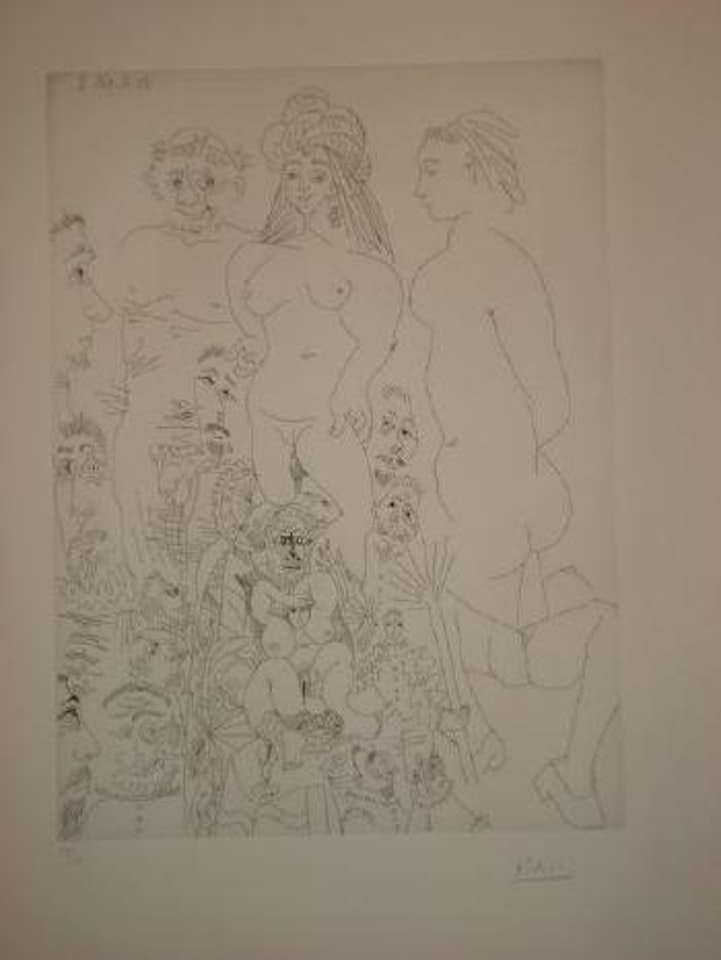 Orgie chez les filles, avec spectateurs tirés de l'enterrement du comte d'Orgaz by Pablo Picasso