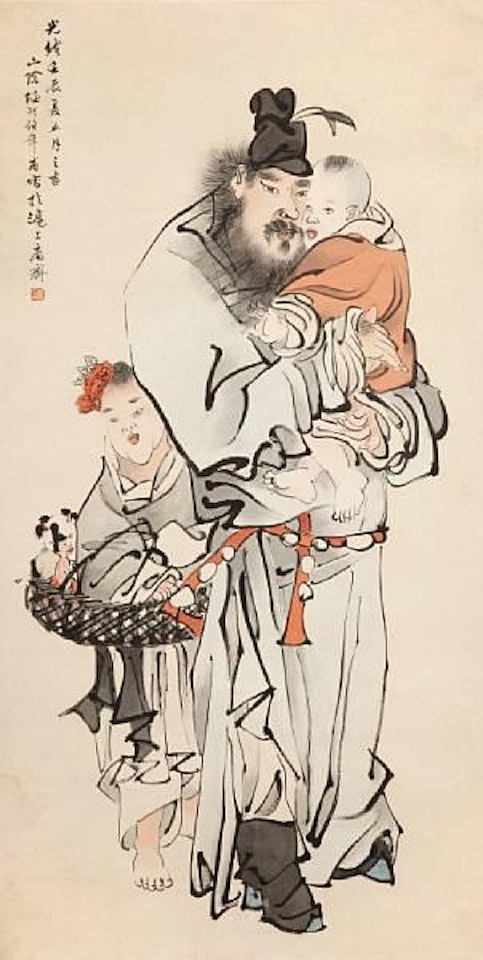 Zhong Kui with his sister by Ren Bonian