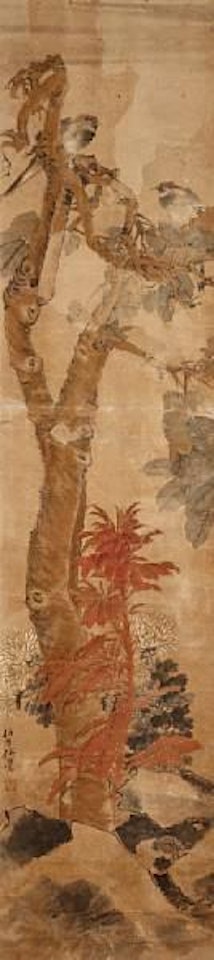 Birds and autumn flowers by Ren Bonian