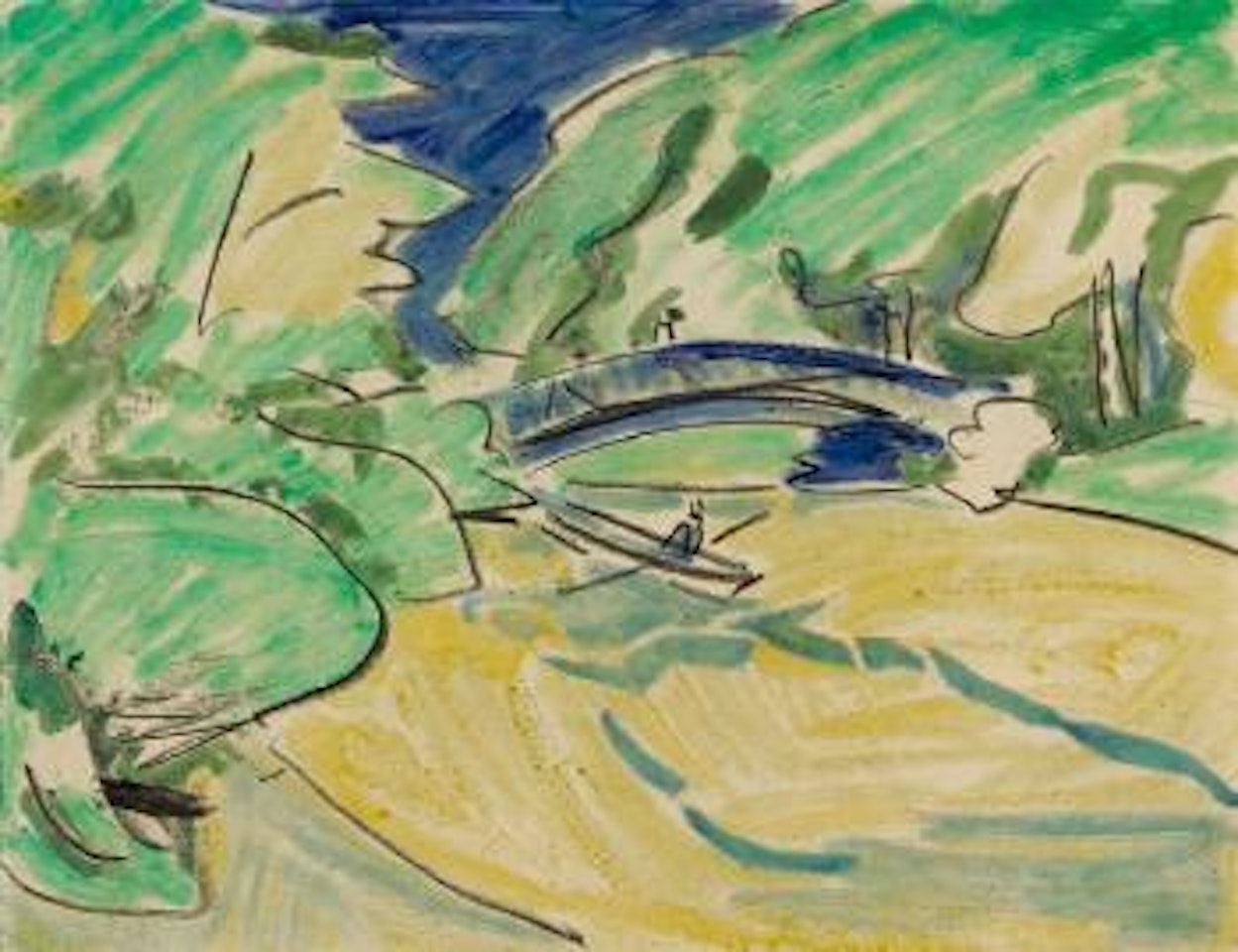 Ruderboot unter der Brücke by Ernst Ludwig Kirchner