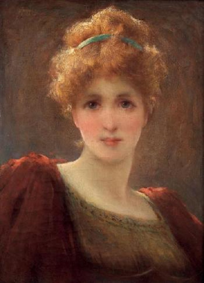 Portrait de jeune femme au ruban bleu by Franz von Defregger