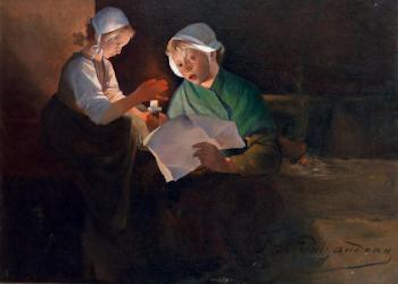 La lecture à la chandelle by Ferdinand du Puigaudeau