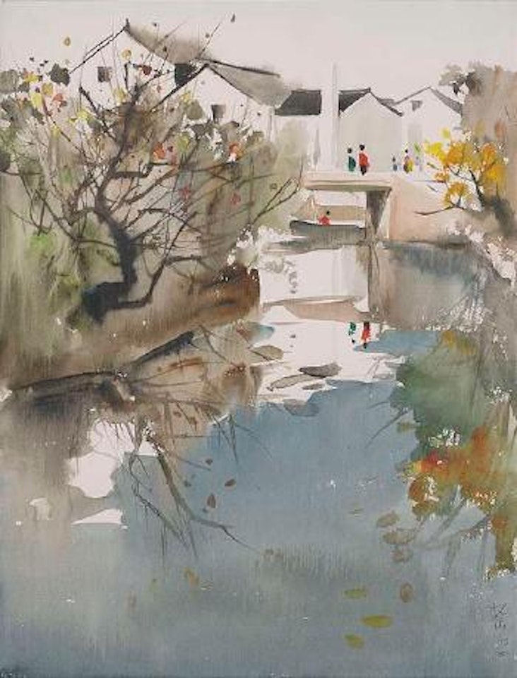 Südchinesisches Dorf am Fluss by Wu Guanzhong